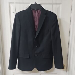 Joseph Abboud Black Boys Suit with Burgundy Lining Size 12